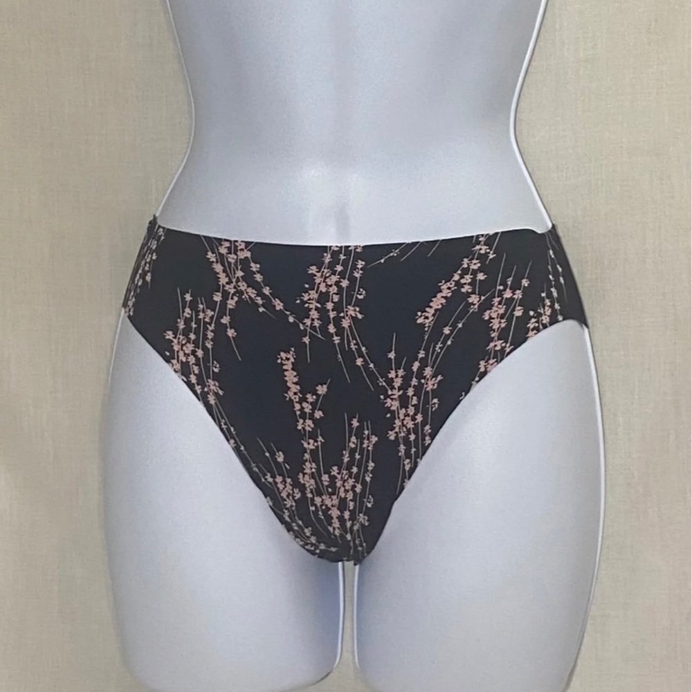 Victoria’s Secret Black With Floral Pattern High Leg Cheeky Panties
